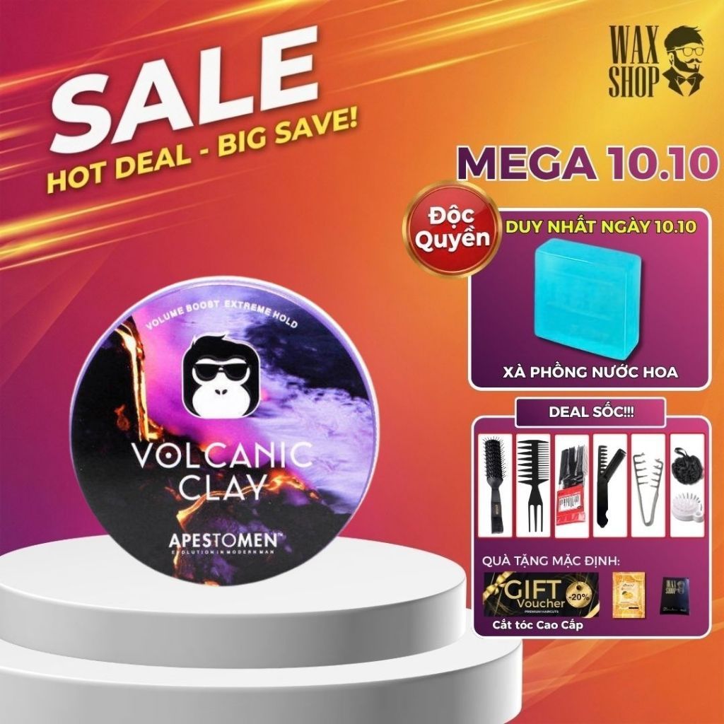 Sáp vuốt tóc nam Volcanic Clay Apestomen chính hãng gel, wax giữ nếp tóc - Waxshop - C2