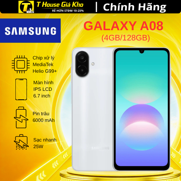 Điện Thoại Samsung Galaxy A08 4GB/128GB - Hàng Chính Hãng Nguyên Seal