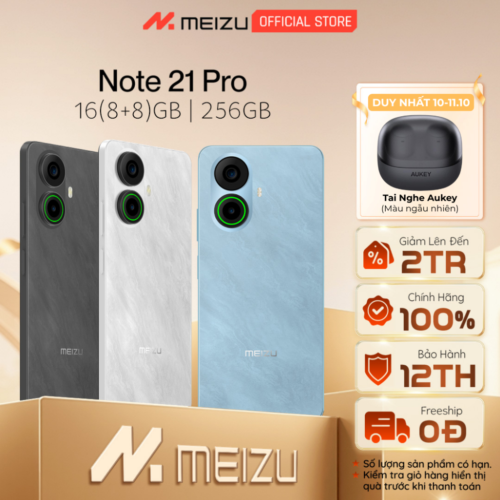 [GIÁ ƯU ĐÃI] Điện Thoại Meizu Note 21 Pro NFC 16(8+8)GB/256GB | Helio G99 | 6.78" 120Hz FHD+ | Chính hãng