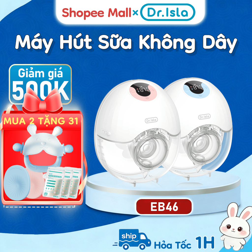 Máy Hút Sữa không dây Dr.isla EB46 dung tích lớn 210ml, thiết kế đeo được, Máy Hút Sữa Cho Mẹ