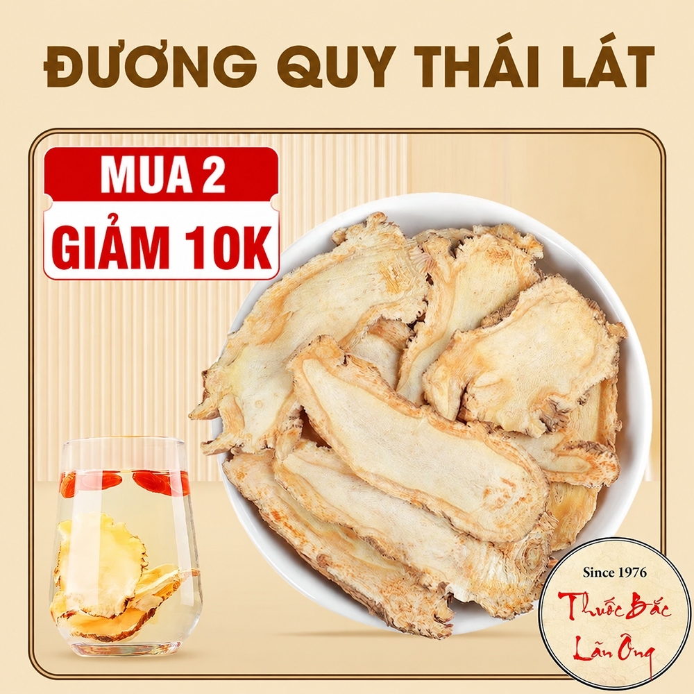 Đương quy thái lát 500g, quy phiến mỏng, khô, thơm, sạch. - Lãn Ông