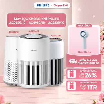 Máy lọc không khí Philips AC0650/10 - AC0950/10 - AC2220/10, Lọc chất gây dị ứng: 99,99%, BH 24 tháng