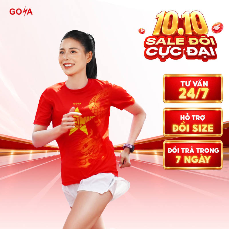 Áo thể thao chạy bộ nam nữ GOYA T-SHIRT DRAGON (Rồng Vàng)2 -  Siêu nhẹ, thoáng mát, co giãn 2 chiều