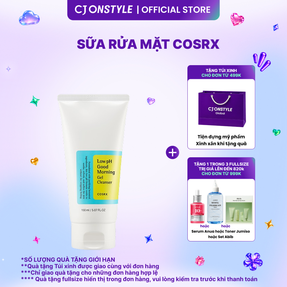 Sữa rửa mặt Cosrx Low pH Good Morning Gel Cleanser làm sạch sâu lỗ chân lông 150ml