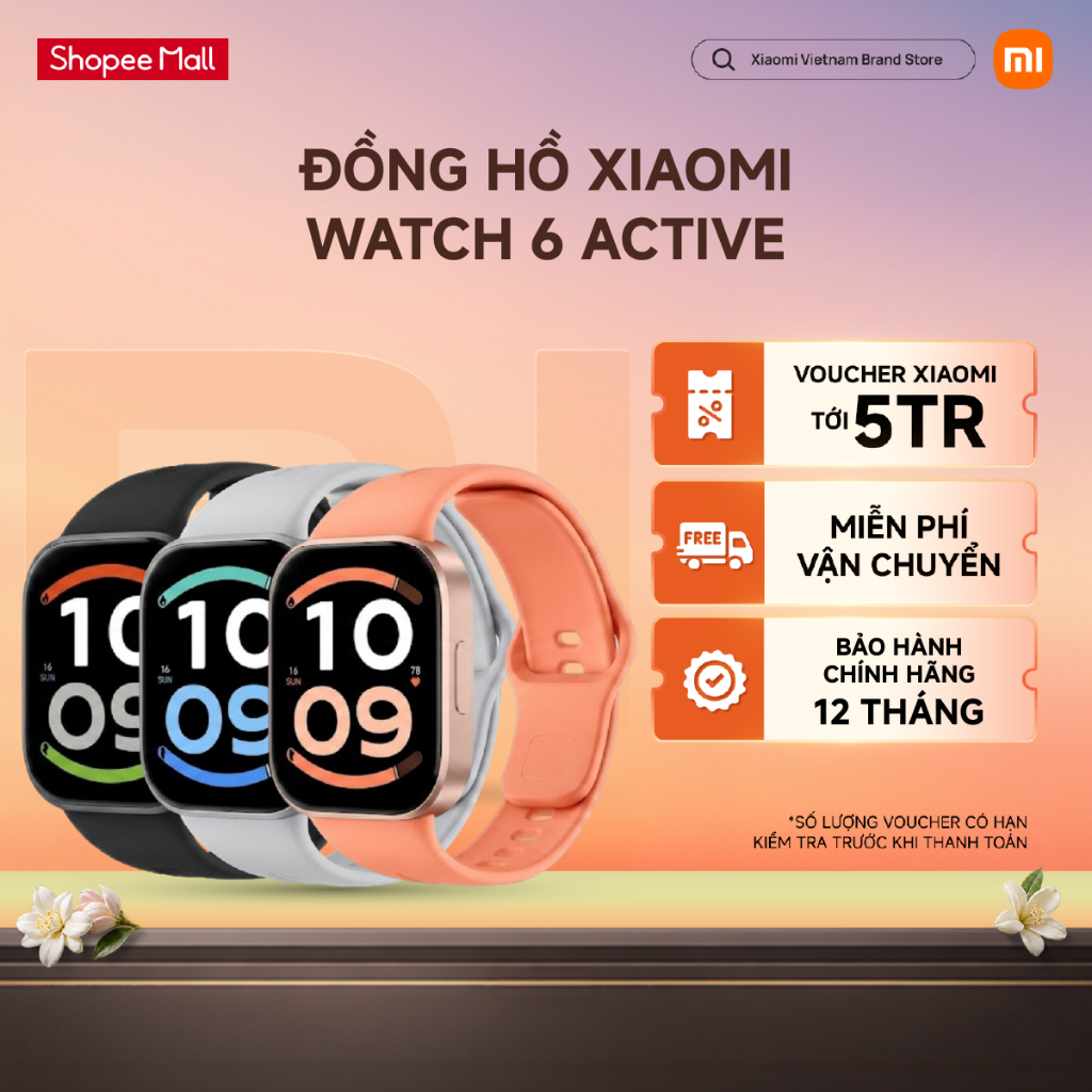 Đồng hồ thông minh Xiaomi Redmi Watch 6 Active | Màn hình AMOLED 1.85" | Hỗ trợ nghe gọi Bluetooth| Theo dõi nhịp tim