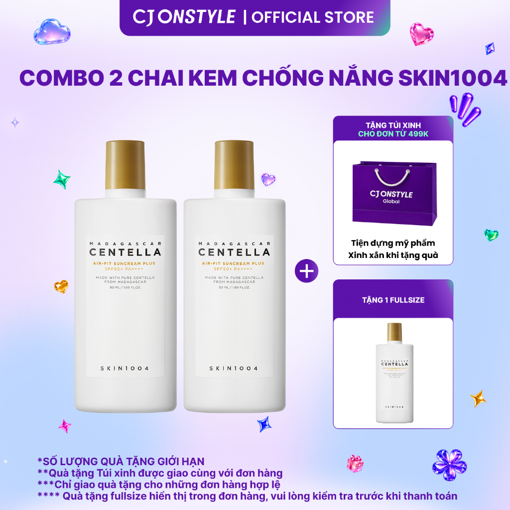 [MUA 2 TẶNG 1 FULL SIZE] Combo 2 kem chống nắng Skin1004 Madagascar Centella Air-Fit SunCream Plus SPF50+ PA++++ 50g