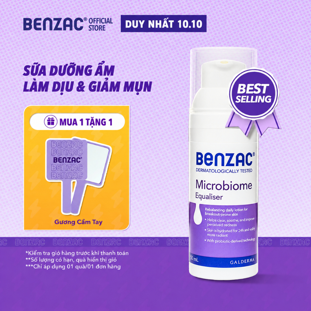 Sữa dưỡng ẩm giúp cân bằng hệ vi sinh cho da dầu mụn BENZAC Microbiome Equalizer 50ml