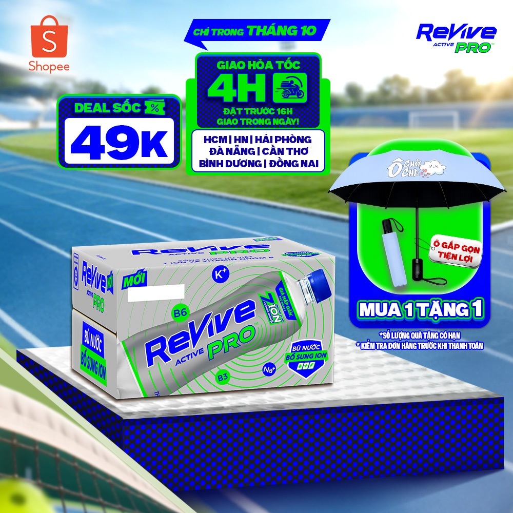 [Giao hỏa tốc] Thùng 24 Chai Nước Điện Giải Revive Thể Thao Active Pro Không Ga (450ml/chai)