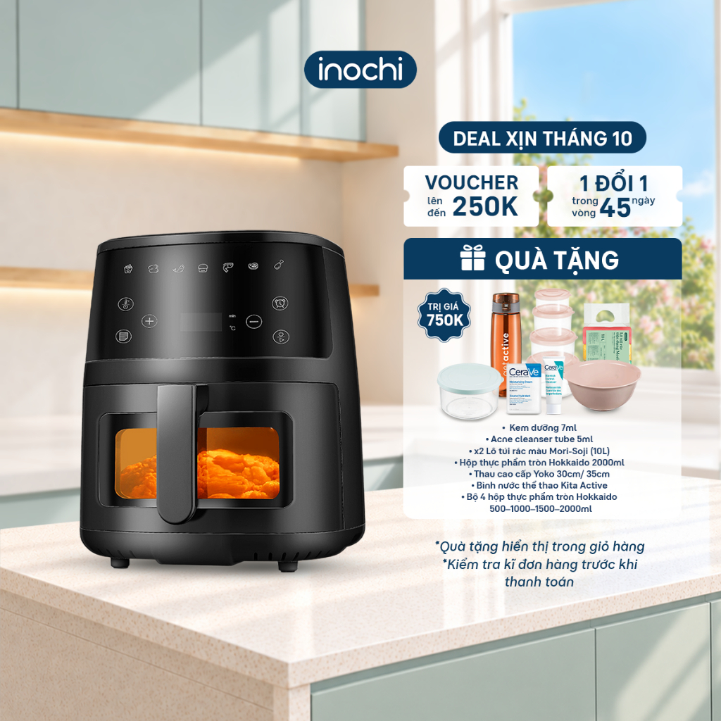 Inochi Nồi chiên không dầu 5L Akiba Cảm Ứng - Hiện Đại, Cho Bữa Ăn Lành Mạnh