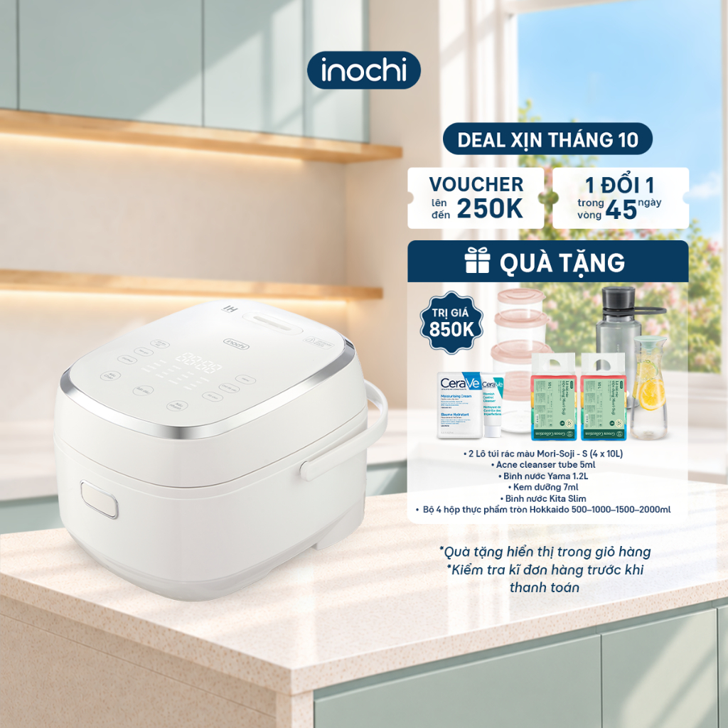 Nồi Cơm Điện Cao Tần Inochi Akiba AS-IHW40Y | Dung tích 1.8L | Nồi Cao Tần Nấu Cơm Ngon Tự Động, Song Ngữ