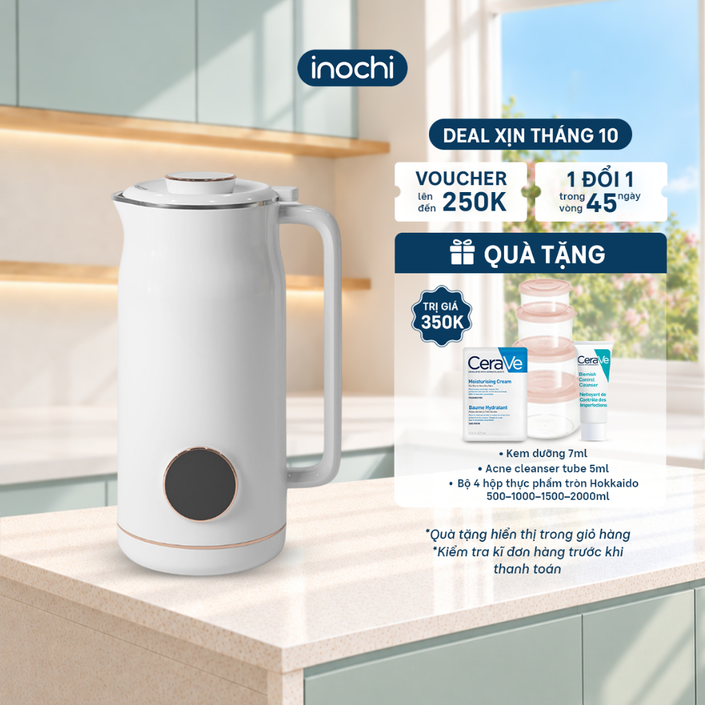 Inochi Máy làm sữa hạt Akiba Peppy – Tích hợp 8 chức năng, Màn hình cảm ứng, Dễ vệ sinh, Vận hành êm ái