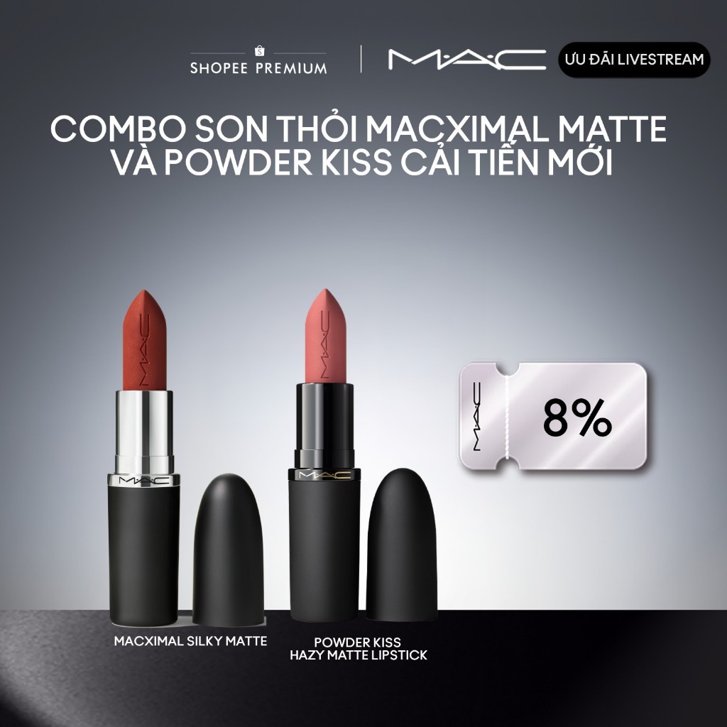 [MAC X DIEP LE] MAC - Bộ 2 món: Son thỏi nhung lì MAC MACximal Silky Matte Lipstick, Son thỏi MAC Powder Kiss Hazy Matte