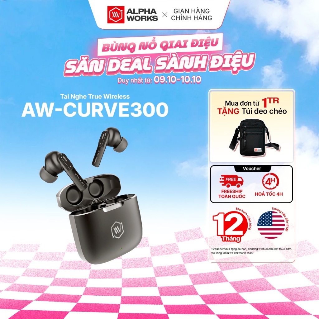 Tai nghe True Wireless ALPHA WORKS CURVE 300 - Hàng Chính Hãng