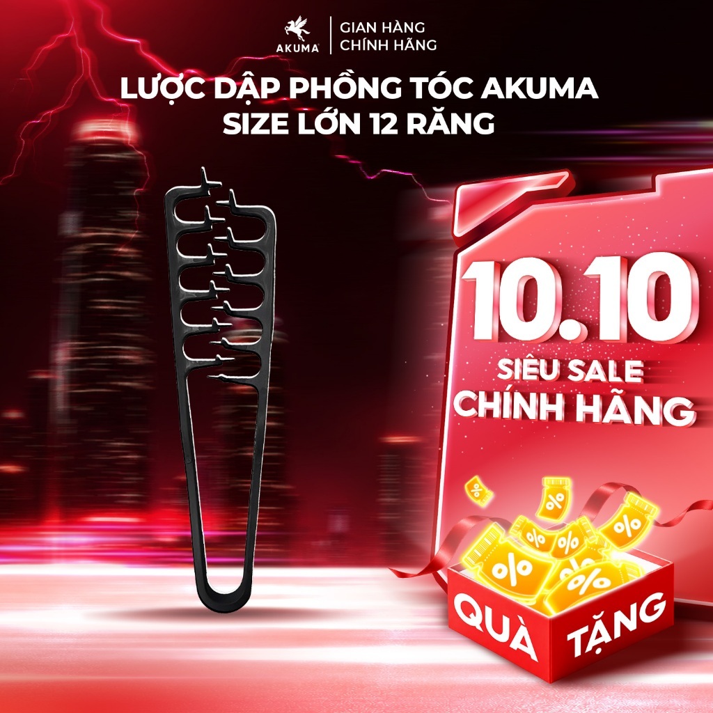 Lược dập phồng tóc AKUMA 12 răng tạo kiểu tóc bồng bềnh chuyên nghiệp