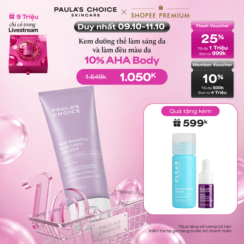 Kem dưỡng thể làm sáng da và làm đều màu da Paula's Choice Skin Revealing Body Lotion 10% AHA 210ml 5900