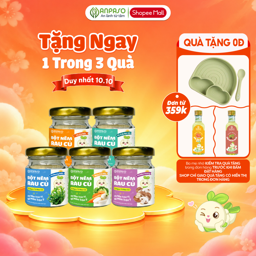 Hạt Nêm Bột Nêm Rau củ cho bé Anpaso - Gia Vị Cho bé không bổ sung muối và đường tinh luyện.