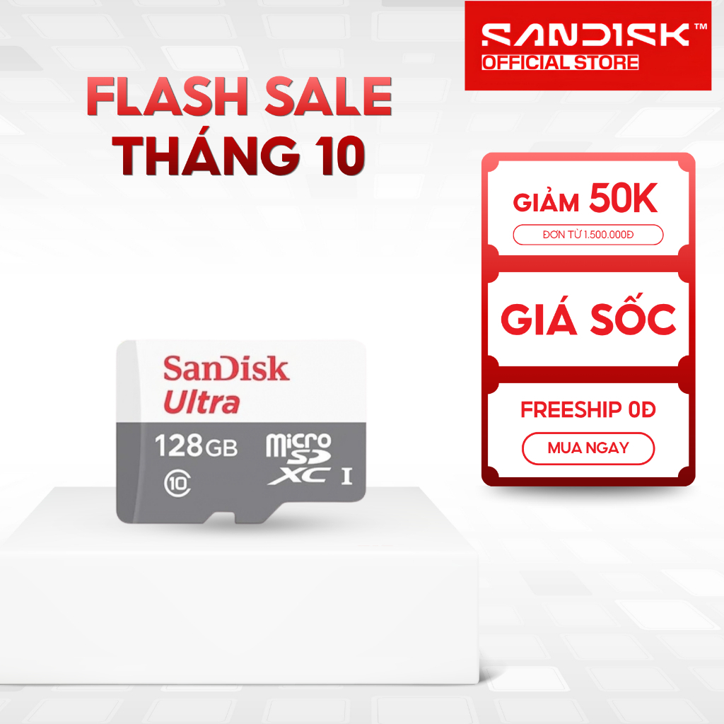 Thẻ nhớ MicroSDHC MicroSDxC Sandisk Ultra 16GB/32GB/64GB/128GB Class 10 upto 100MB/s Bảo hành 7 năm