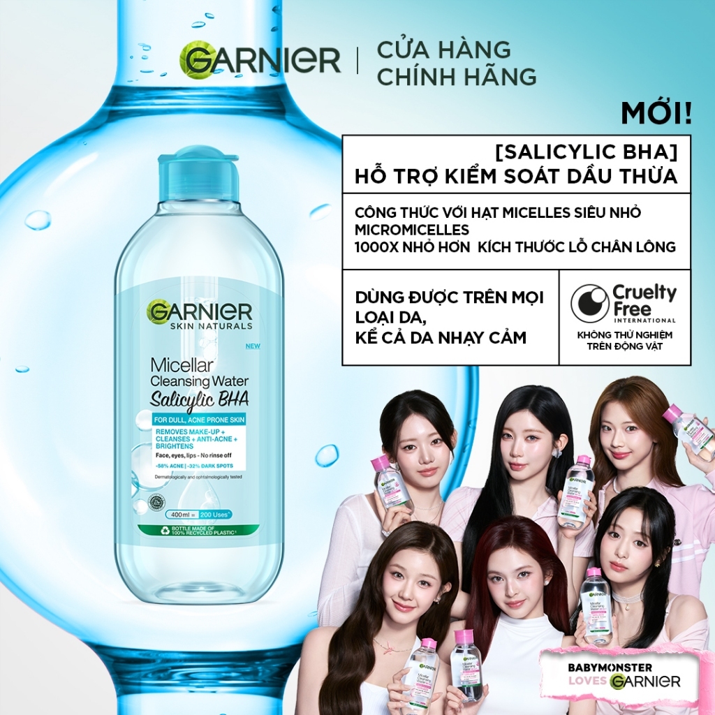 Bộ 2 Nước tẩy trang Garnier Cho Da Dầu Mụn Salicylic BHA Micellar 400ml x 2 (mới) - ảnh chi tiết 3