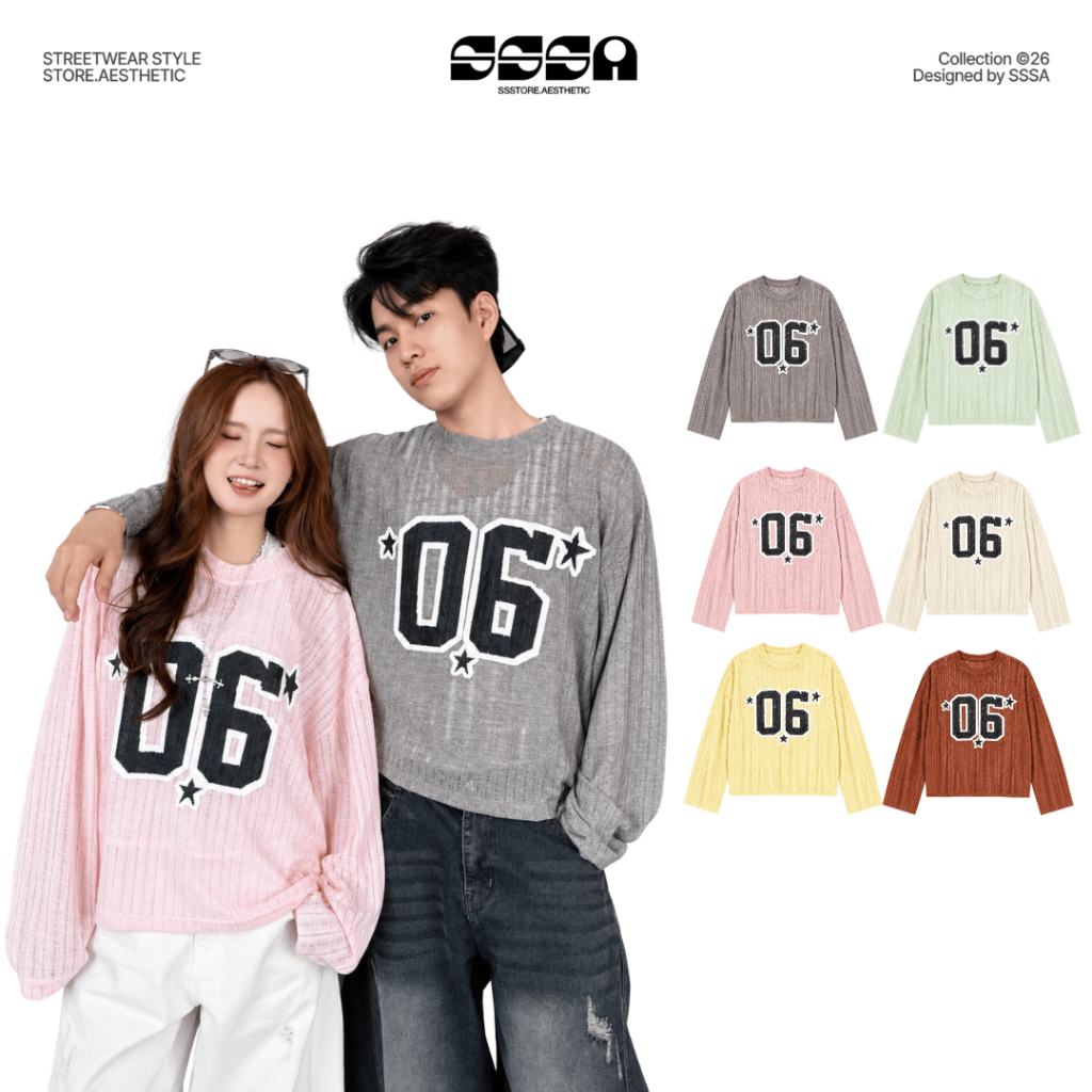 Áo Thun Tay Dài 06 Cotton Rách Long Sleeve Unisex Boxy Nhiều Màu | SSSTORE.Aesthetic