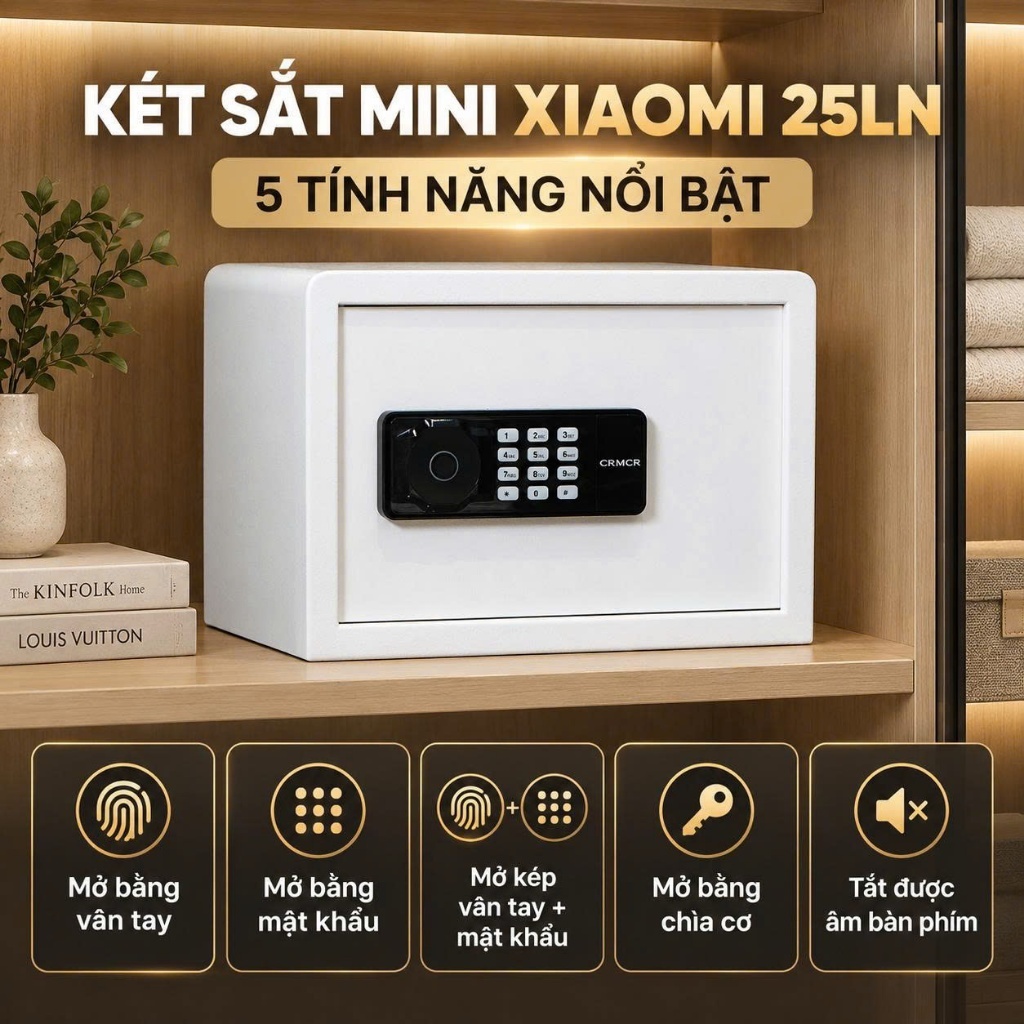 Két sắt mini Xiaomi CRMCR 25LN Vân tay điện tử két khách sạn, resort cao cấp
