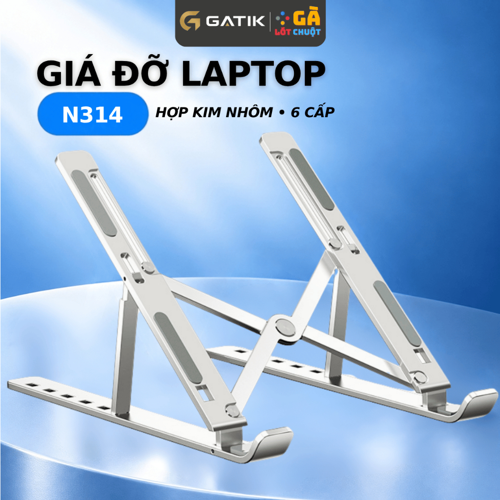 Giá đỡ laptop 7 CẤP ĐỘ hợp kim nhôm gấp gọn, kệ kê laptop CÔNG THÁI HỌC cho MacBook máy tính  14/15/16/17 inch