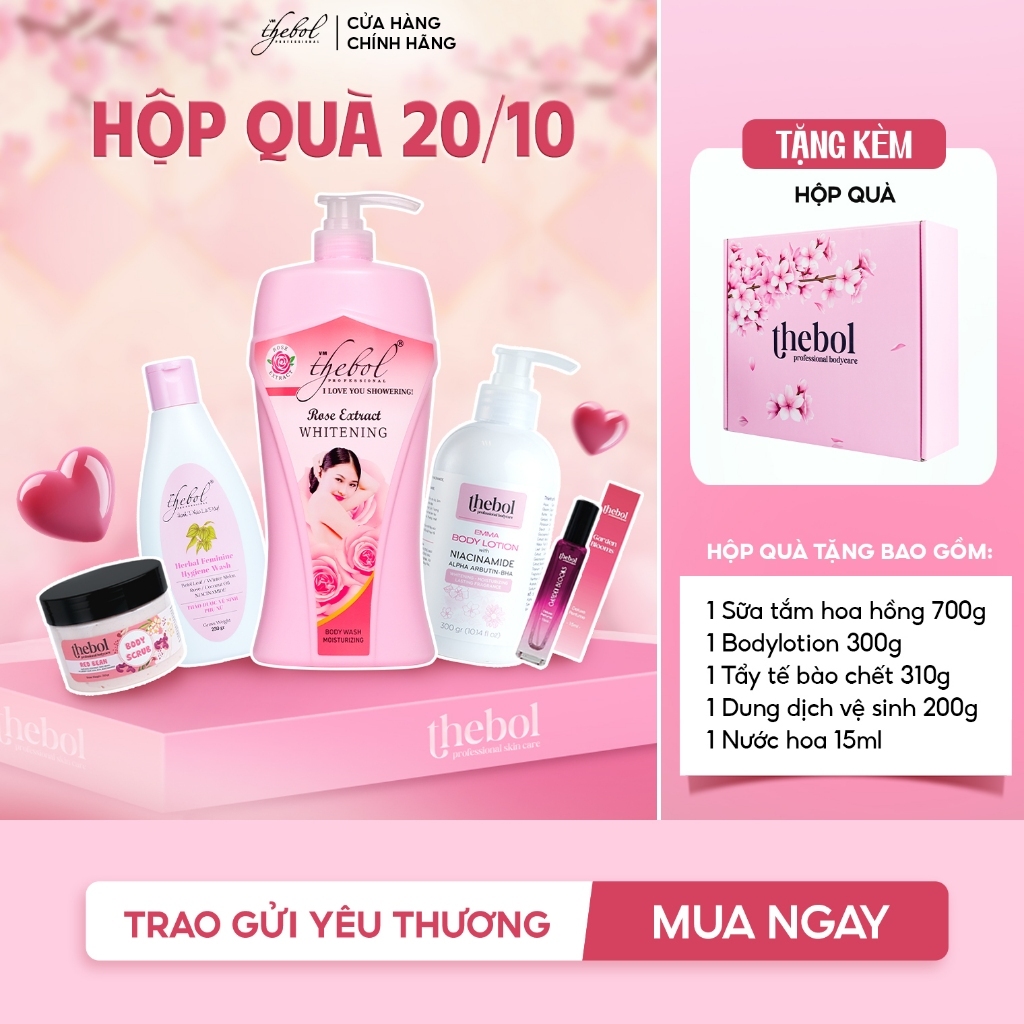 [HỘP QUÀ 20.10] HỘP QUÀ THƯƠNG NÀNG THEBOL 5 SẢN PHẨM CHĂM SÓC CƠ THỂ ( SỮA TẮM - TTBC - DDVS - BODY LOTION - NƯỚC HOA)