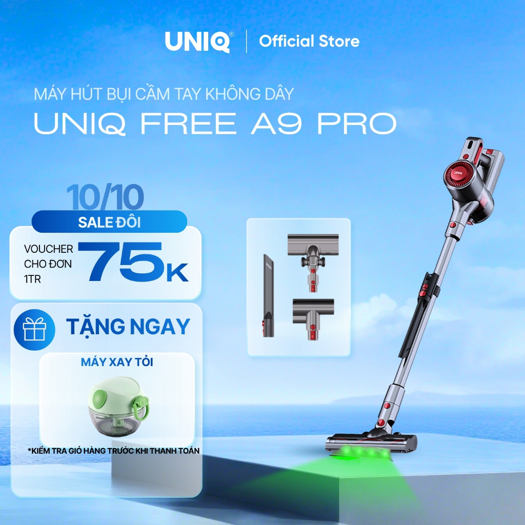 Máy hút bụi cầm tay không dây UNIQ Free A9 Pro máy hút bụi mini gia đình đa năng cây hút bụi xe ô tô ga giường sofa nệm