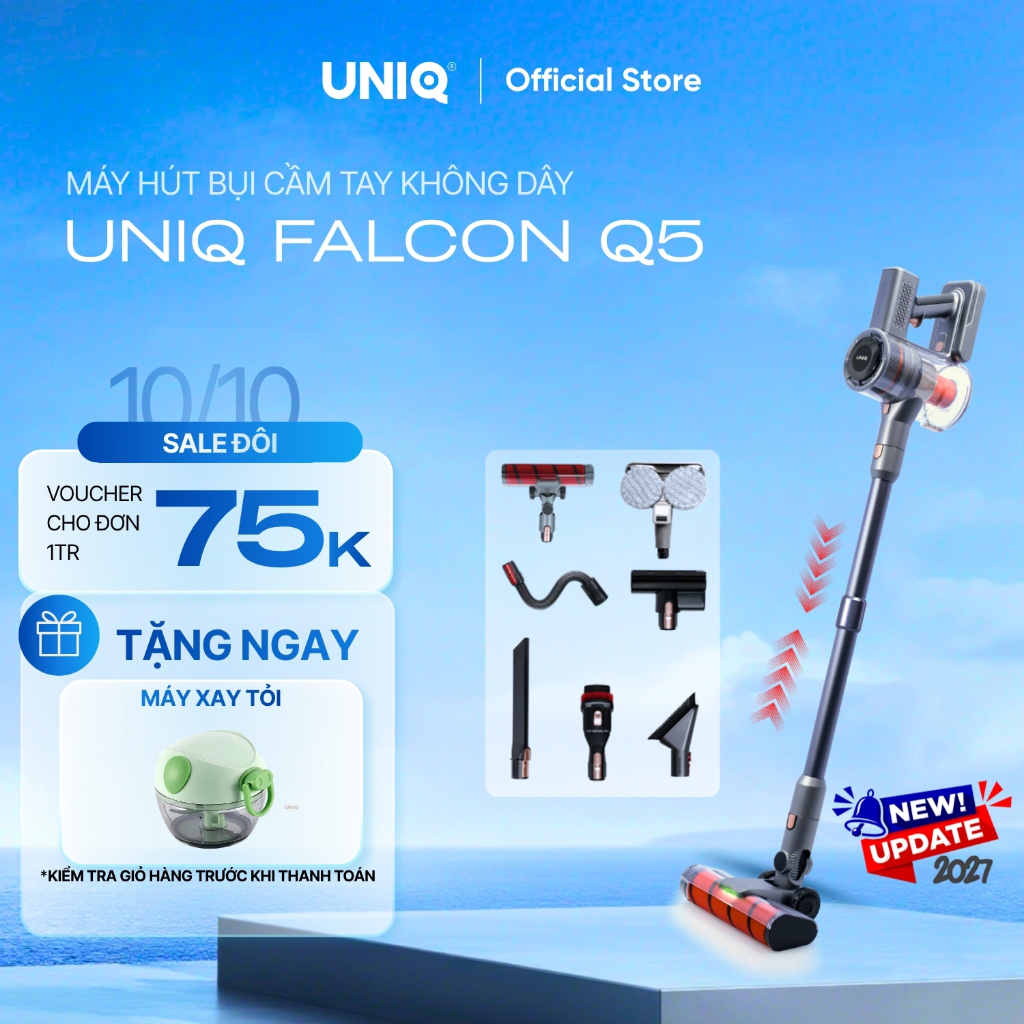Máy hút bụi cầm tay không dây UNIQ Falcon Q5 cây hút bụi lau nhà mini gia đình đa năng ô tô ga giường sofa nệm