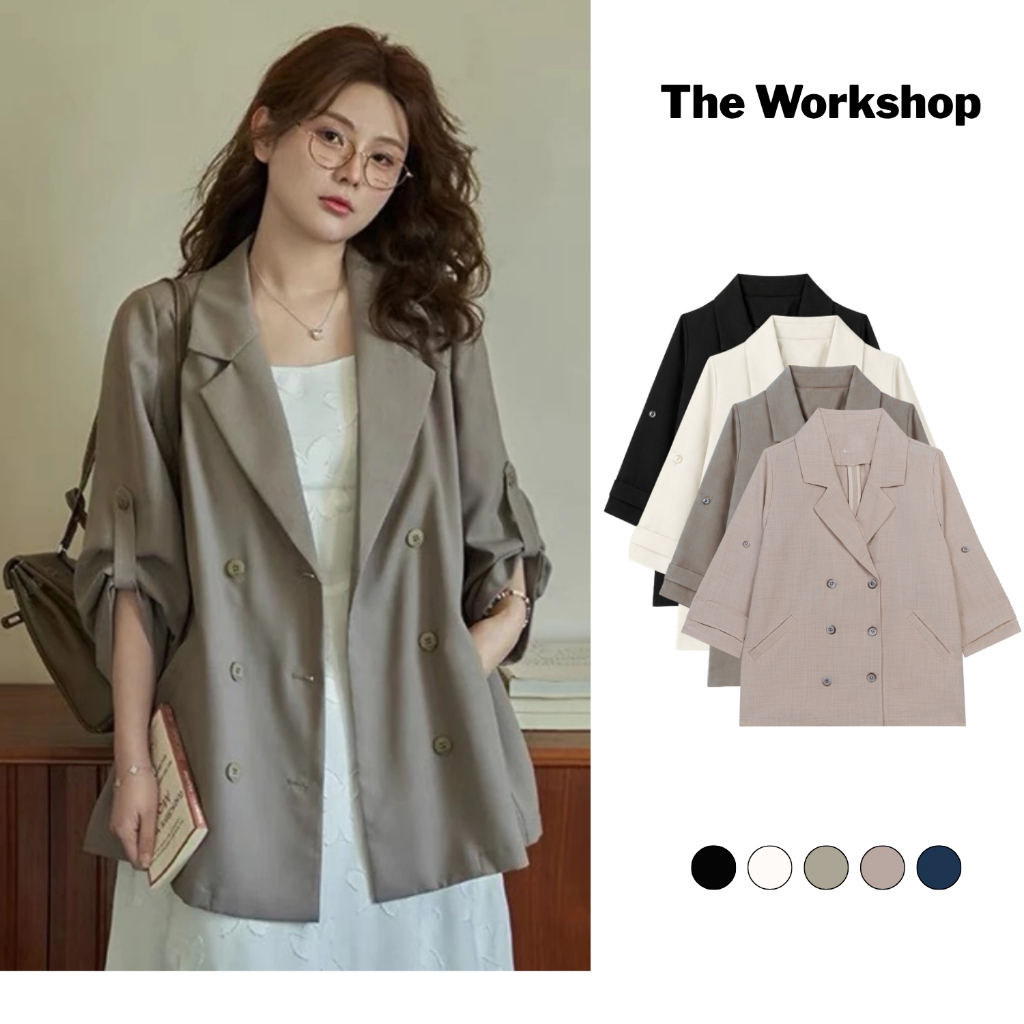 Áo blazer nữ dáng rộng Hàn Quốc áo khoác vest nữ AK23 tay lửng xẻ tay công sở áo khoác ngoài form suông bigsize AK23
