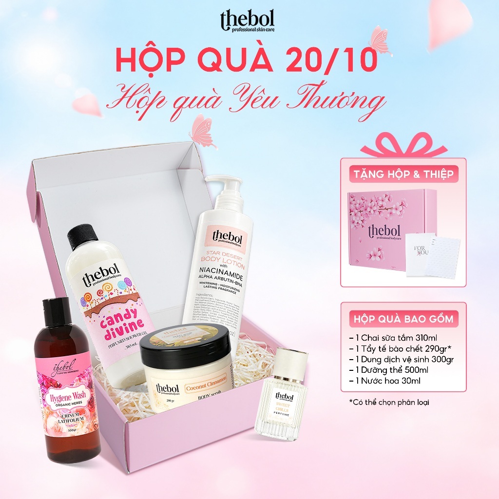[HỘP QUÀ 20-10] COMBO HỘP QUÀ 5 SẢN PHẨM CHĂM SÓC CƠ THỂ ( SỮA TẮM - TTBC - DDVS - DƯỠNG THỂ - NƯỚC HOA)