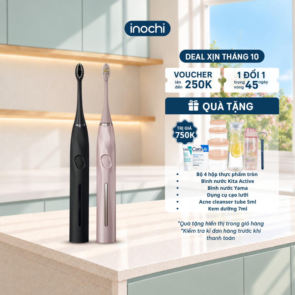 Bàn chải điện sóng âm Okina Chic SG-2752+6055 -  5 chế độ chuyên sâu - Công nghệ Sonic độc quyền, Trắng răng toàn diện