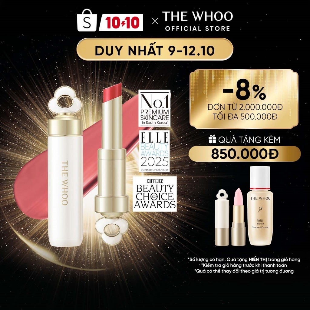 [THE WHOO OFFICIAL] Son dưỡng môi có màu, giàu dưỡng chất The Whoo Essential Lip Glow Balm 3.3gr