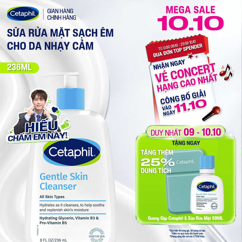 Sữa rửa mặt dịu lành cho da nhạy cảm CETAPHIL GENTLE SKIN CLEANSER 236ML
