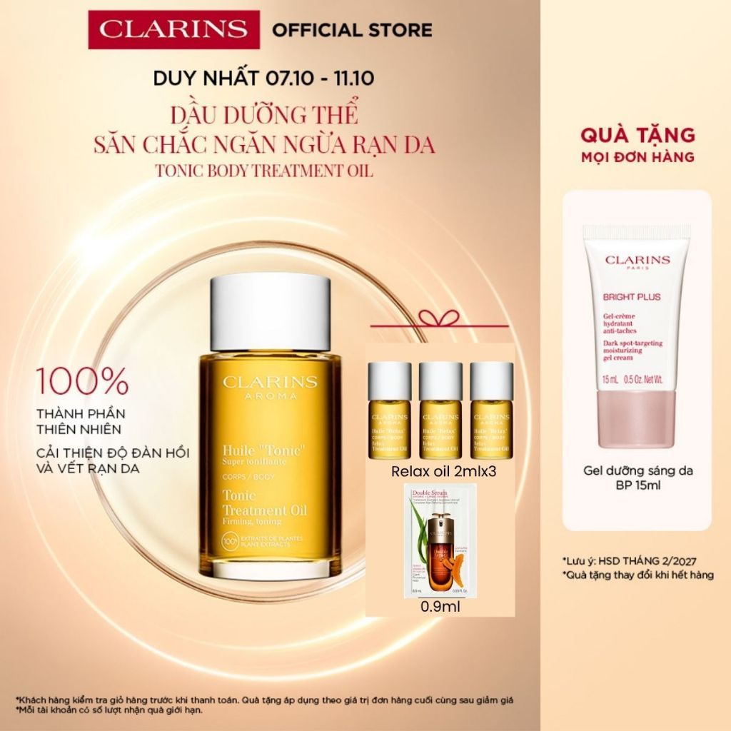 Dầu Dưỡng Thể Ngăn Ngừa Rạn Da Clarins Tonic Body Treatment Oil 100Ml