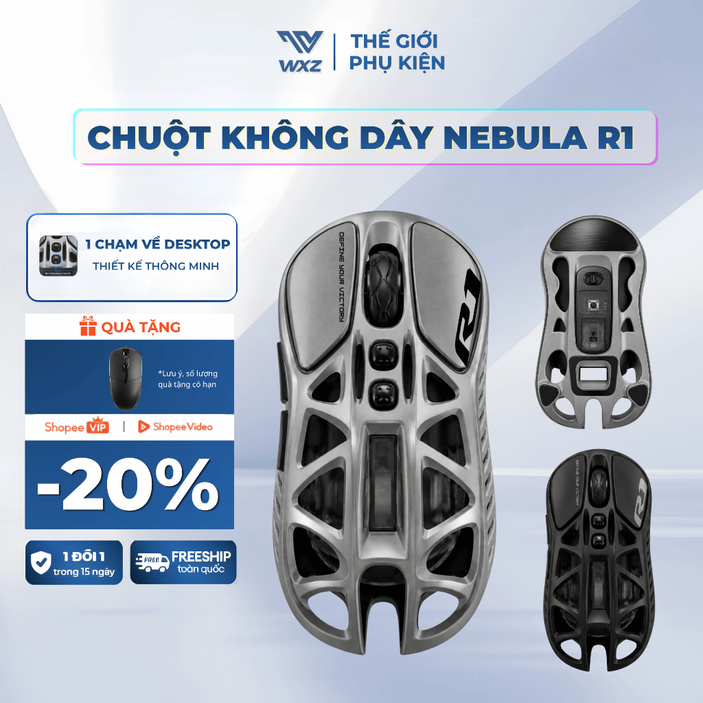 Chuột Không Dây NEBULA R1 Bluetooth 5 Mức DPI Tùy Chỉnh, Kết Nối 3 Chế Độ, Dùng Cho Laptop PC