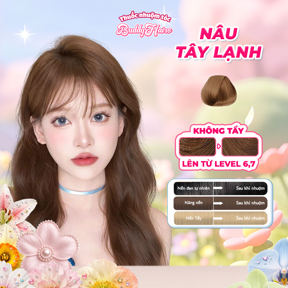 Thuốc nhuộm tóc Nâu Tây Lạnh không cần dùng Thuốc tẩy tóc BuddyHairs, Buddy.hairs, Buddyhair | BigBuy360 - bigbuy360.vn