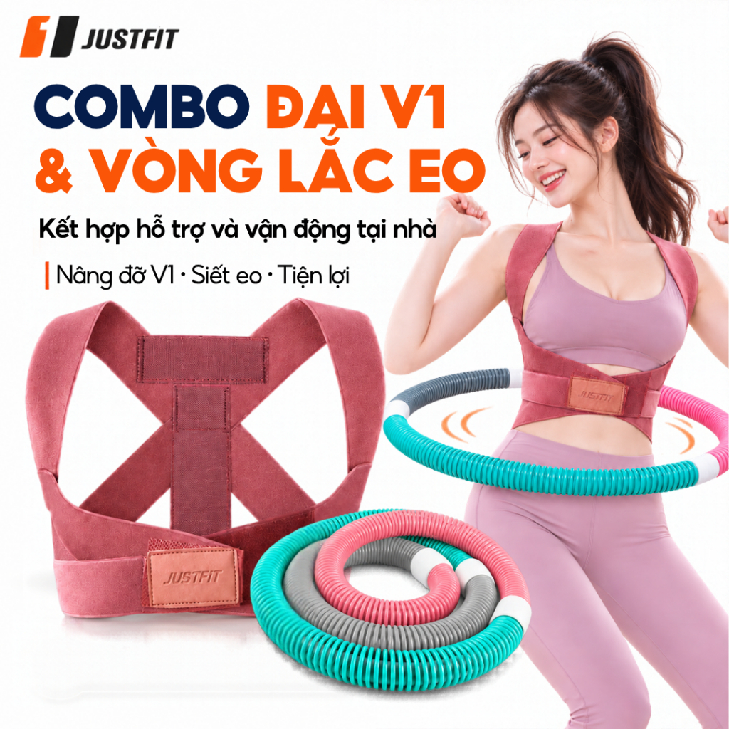 Combo đai bảo vệ vòng 1 và dây lắc eo lò xo 1,5kg hỗ trợ tập luyện giảm cân tại nhà