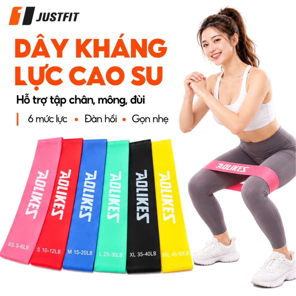 Dây kháng lực tập chân AOLIKES dây tập gym, yoga miniband chất liệu cao su đàn hồi tại nhà, thay thế