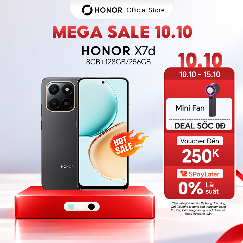 Điện Thoại HONOR X7d 8GB+128/256GB | Pin 6500mAh | Camera 108MP | Bảo hành 18 Tháng