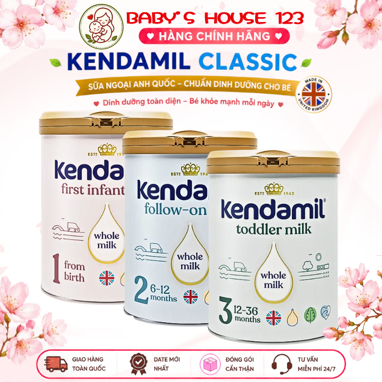 Sữa Bột Nguyên Kem Kendamil Classic Anh Quốc Số 1, 2, 3 Giúp Tăng Cân Cho Bé Từ 1 Đến 3 Tuổi - Hộp 800g