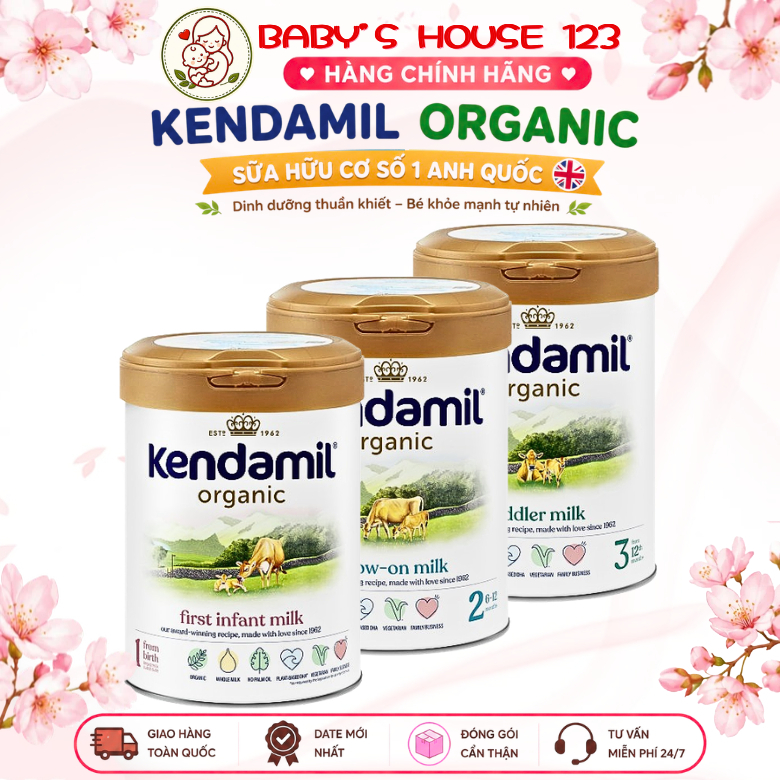 (Chính Hãng) Sữa Nguyên Kem Kendamil Organic Anh Quốc Số 1, 2 ,3 Giúp Tăng Cân Cho Bé Từ Sơ Sinh Đến 3 Tuổi - Hộp 800g