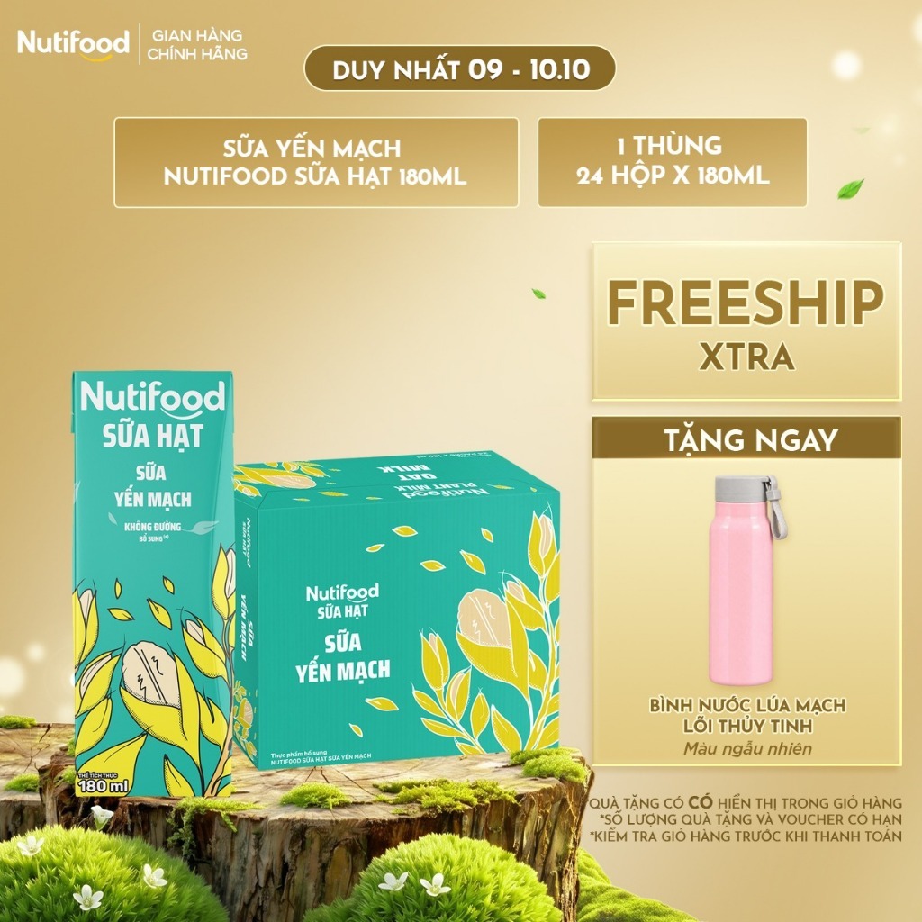 Thùng 24 Hộp Sữa Yến Mạch Nutifood Sữa Hạt 180ml