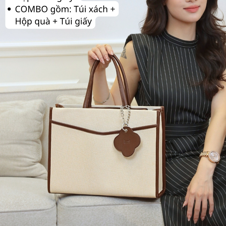 Túi công sở nữ da LIMI (3 màu) Ngăn Laptop Riêng vừa laptop 14inch (SORA) | BigBuy360 - bigbuy360.vn