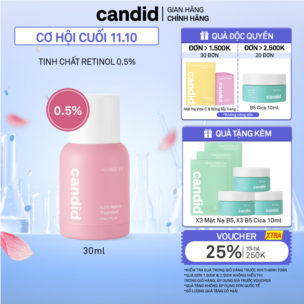 Tinh chất Retinol 0.5% Hỗ Trợ Cải Thiện Nền Da CANDID 0.5% Retinol Treatment 30ml