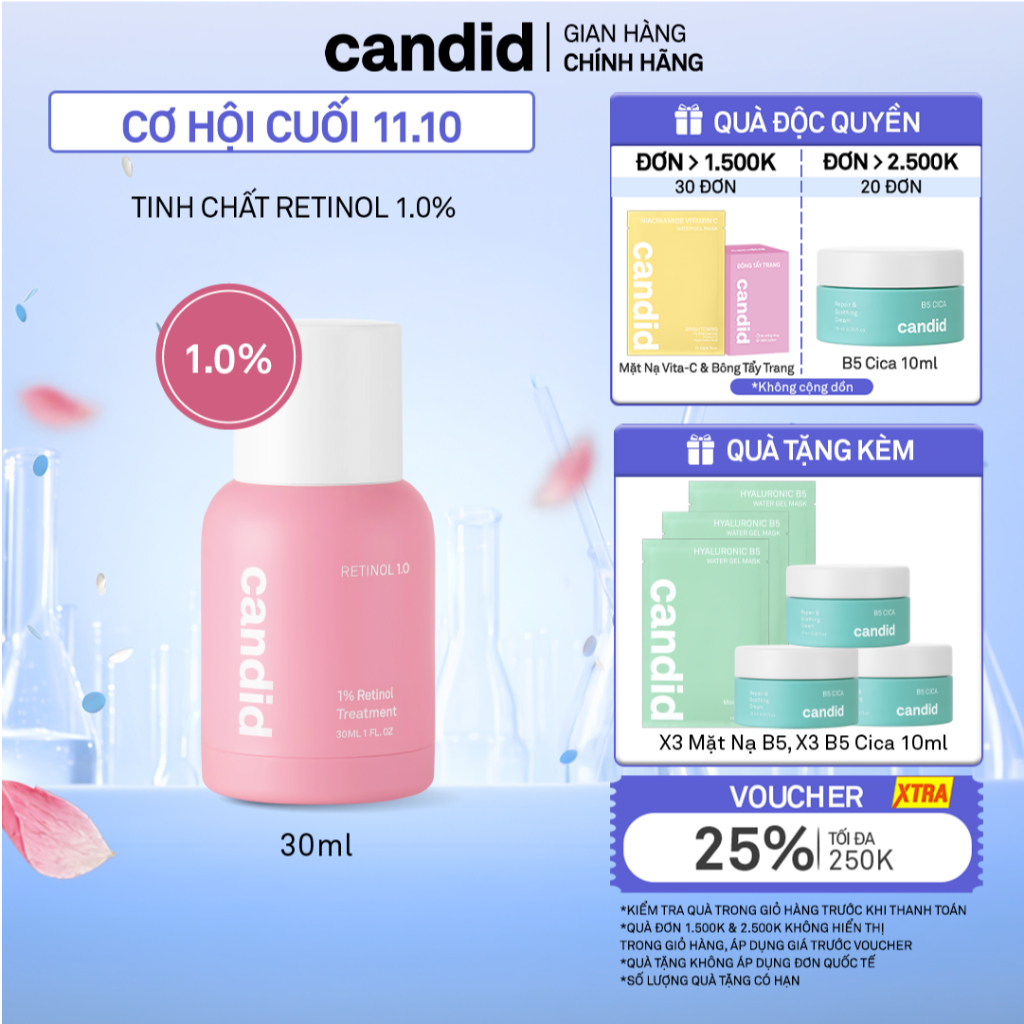 Tinh chất Retinol 1.0% Hỗ Trợ Cải Thiện Nền Da CANDID 1.0% Retinol Treatment 30ml