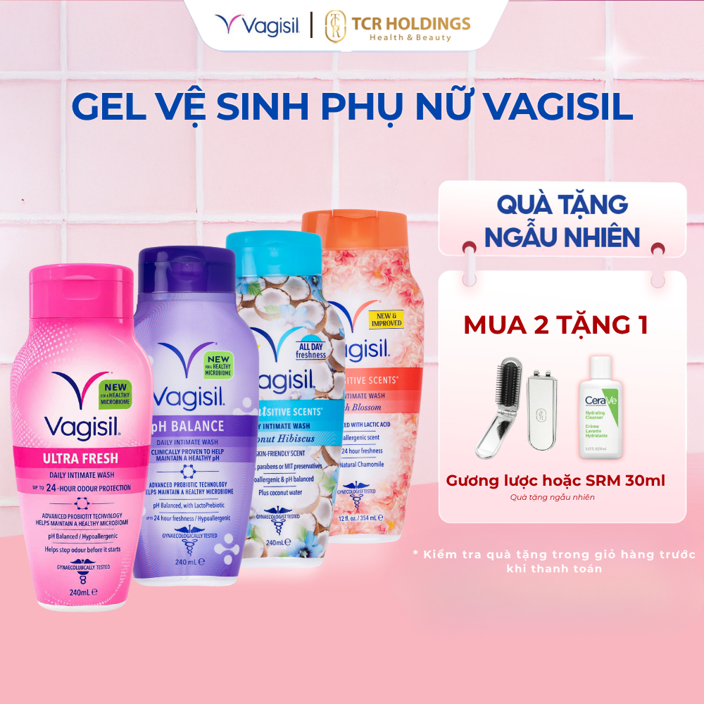 [Chính Hãng] Gel Vệ Sinh Phụ Nữ Vagisil – Dịu Nhẹ, Cân Bằng pH, Kiểm Soát Mùi, Hương Nước Hoa (Tất Cả Mùi) 240/354ML