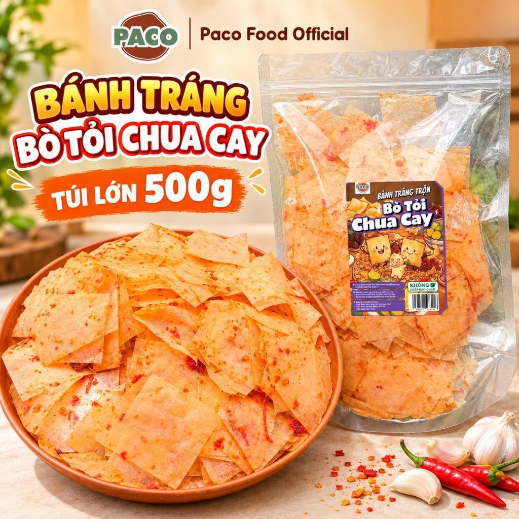 bánh tráng bò tỏi chua cay ăn vặt snacks bánh tráng nhà Paco Food ăn vặt hot trend ngon