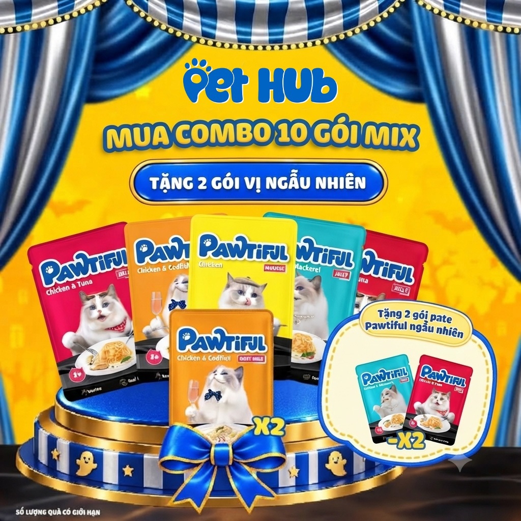 [MUA 10 TẶNG 2] Pate PAWTIFUL, Pate Dạng Mousse, Sữa Dê, Jelly Thạch Dành Cho Mèo - Gói 70G