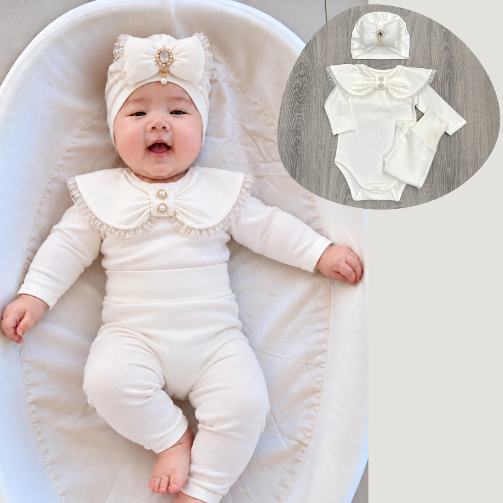 Set Body Dài Tay Mũ NƠ CÔNG CHÚA Xinh Xắn Cho Bé - B.TĐ20