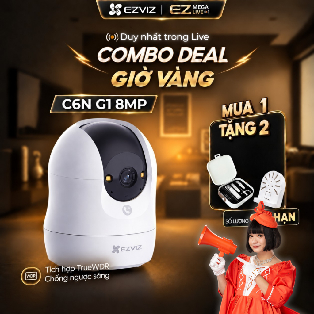 Camera EZVIZ C6N G1 8MP - Góc siêu rộng, Nhận Diện Người và Thú Cưng, True WDR Giảm Chói Sáng, Chạm Gọi Nhanh